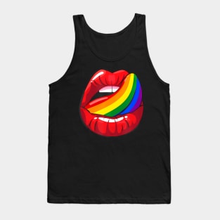 Lgbt Gay Lesbian Pride Sexy Lips Rainbow Tank Top